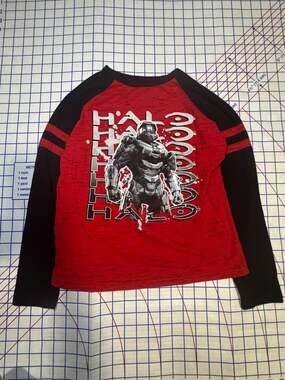 Microsoft Studios 343 Industries Halo Boy's Long Sleeve Baseball T-Shirt Red Bla